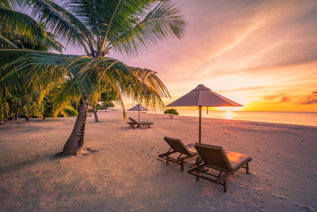 Solnedgang over Mauritius stranden