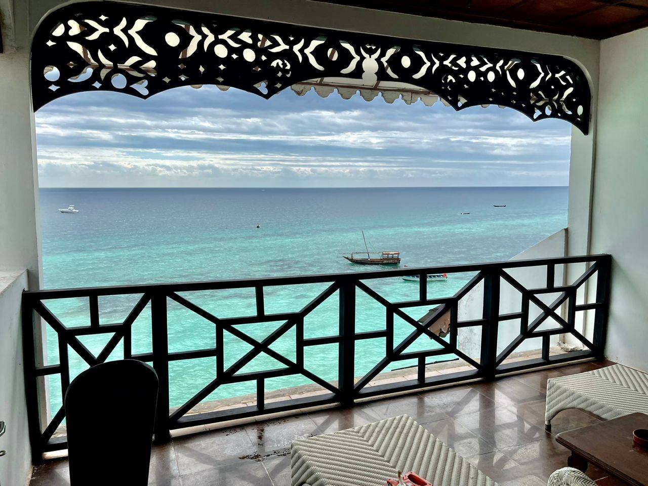 Udsigten fra Zanzibari suite på Langi Langi Beach Bungalows, Zanzibar