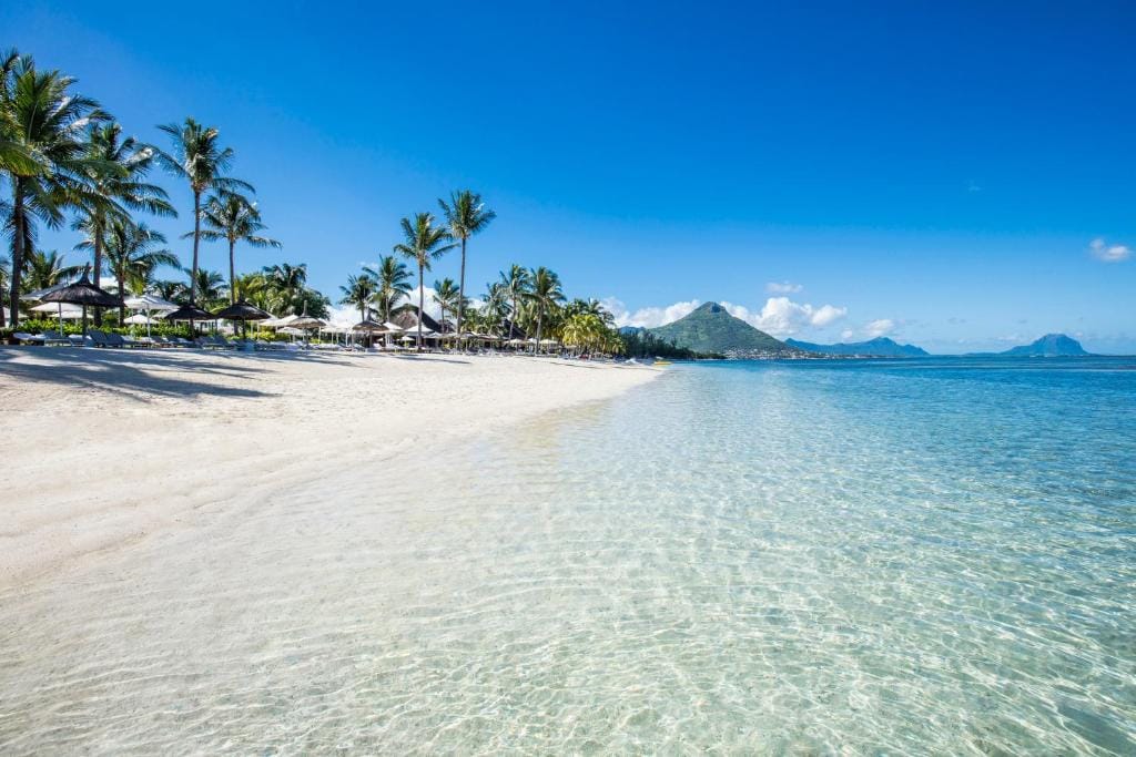 Stranden ved Sugar Beach hotel i Mauritius
