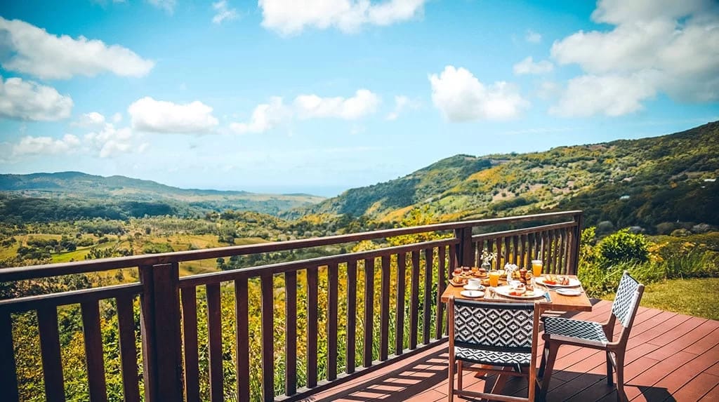 Chalets ChamarelChalets Chamarel udsigt ved restaurant