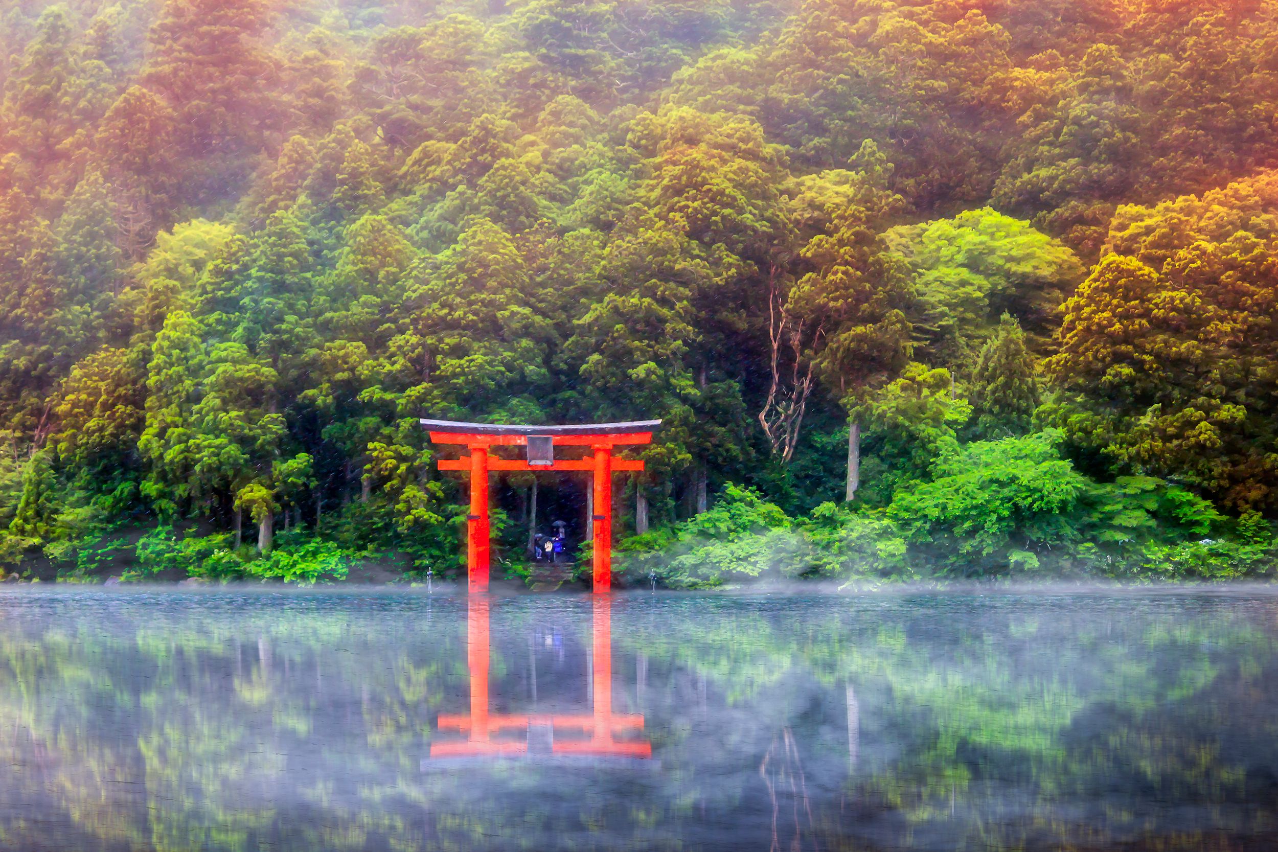 Lake Ashi, også kaldet Ashinoko, i Hakone, Kanagawa, Japan.