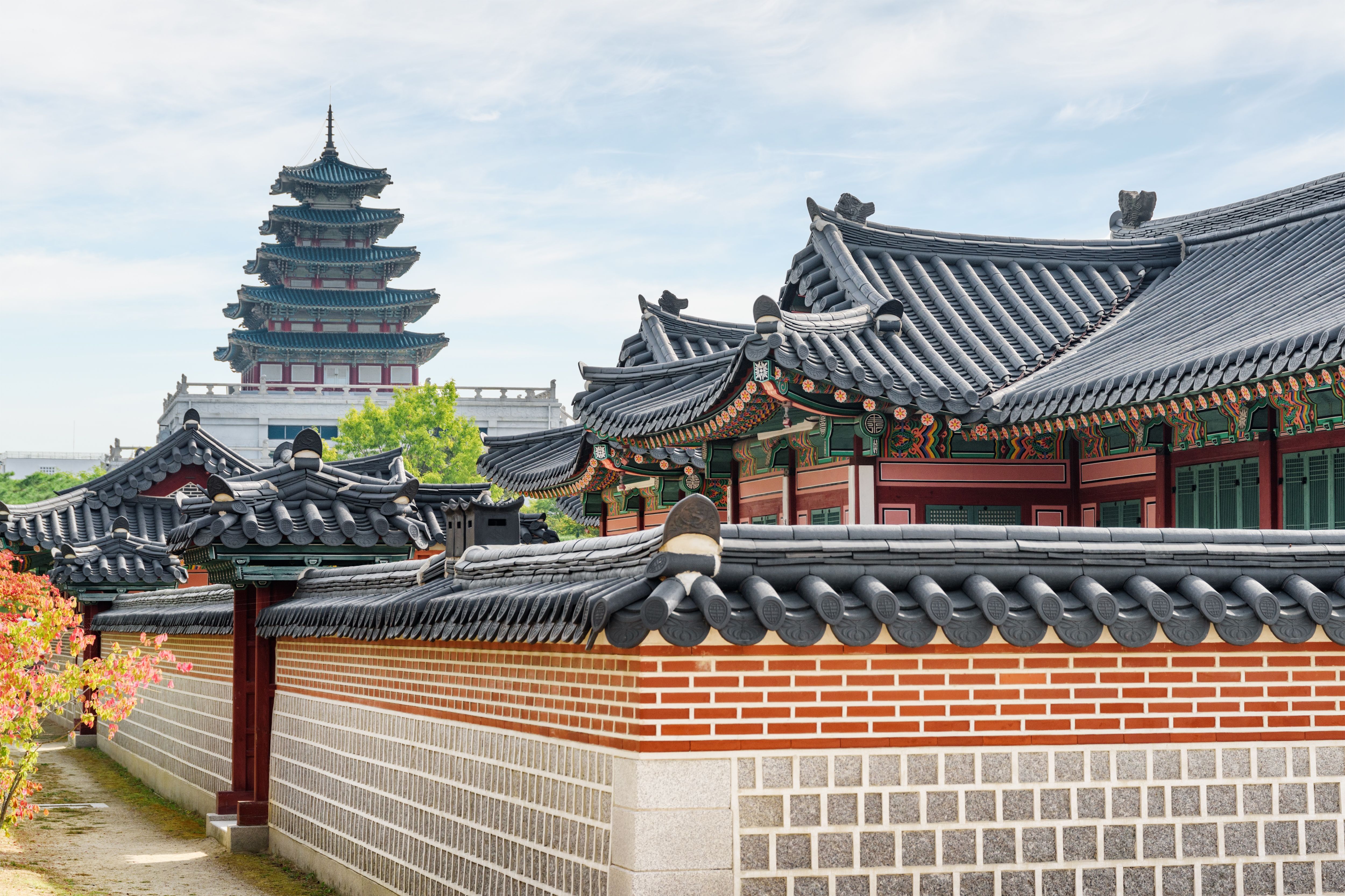 Udsigt over Gyeongbokgung Palads i Seoul.