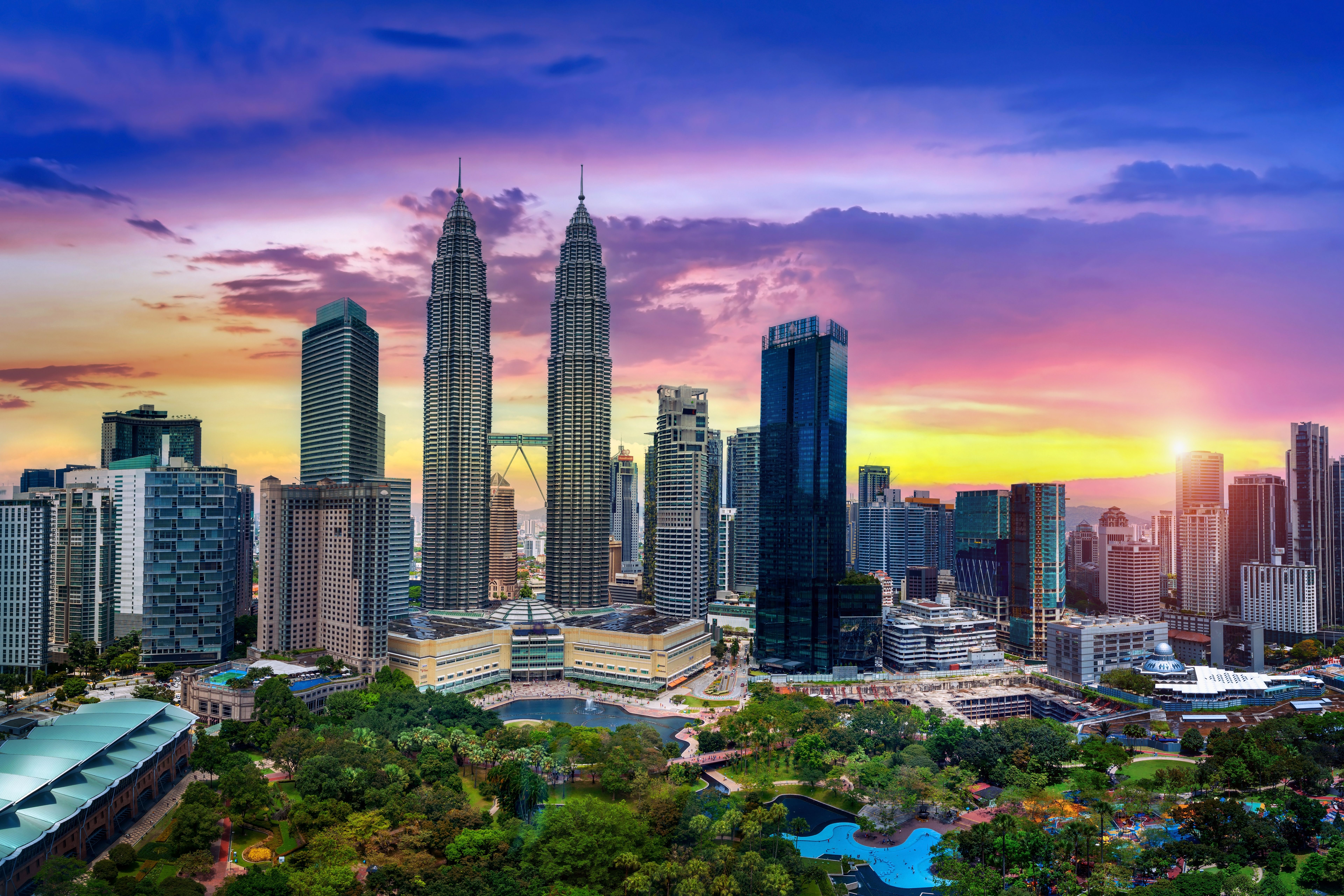 Skyline i Kuala Lumpur om aftenen