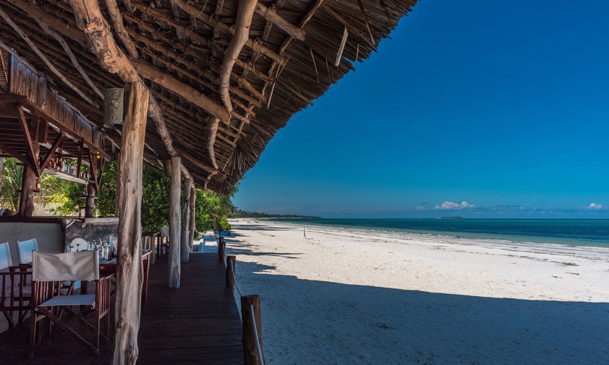 Udsigt til stranden fra restauranten på Zanzibar Magic Boutique Hotel