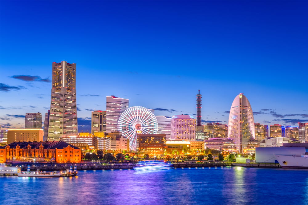 Yokohama skyline i Japan